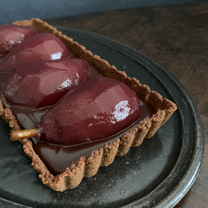 洋梨コンポートのチョコタルト Chocolate Tart with Pear Compote