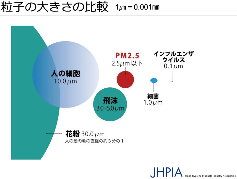 粒子の大きさの比較図